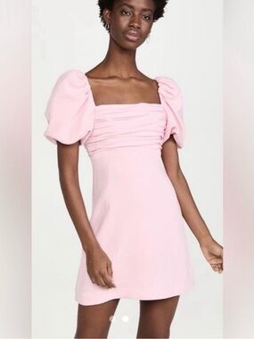 Cinq a sept Puff-Sleeve Mini Dress in Light Pink